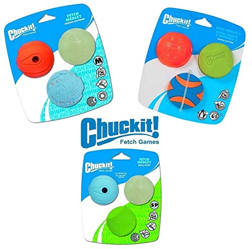 Chuckit Gen 1 Fetch Pack Dog Balls - Interactive Dog Toys, High-Bounce Fetch Ball, Floating Ultra and Rugged Balls, Durable - Size Medium, 2.5-inch Diameter, Set of 3