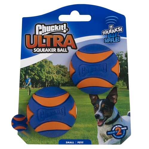 Chuckit! Ultra Squeaker Ball Dog Toy, Small (2 Inch) 2 Pack for Small Breeds