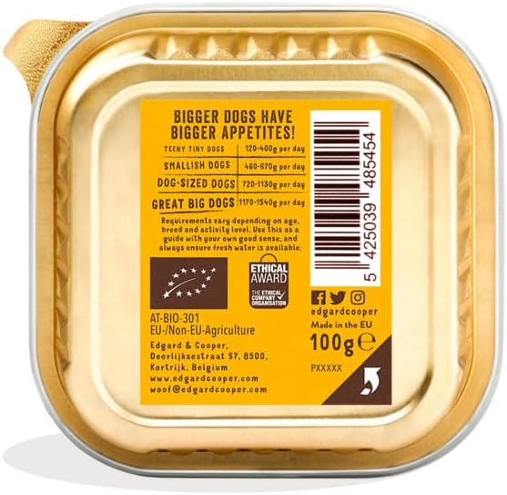 Edgard Cooper Organic Grain-Free Wet Dog Food Trays, Organic Turkey 17 x 100g, Natural Dogs Food in Cup for Adult Dogs, Fresh Meat, High Protein, Hypoallergenic, No Added Sugar
