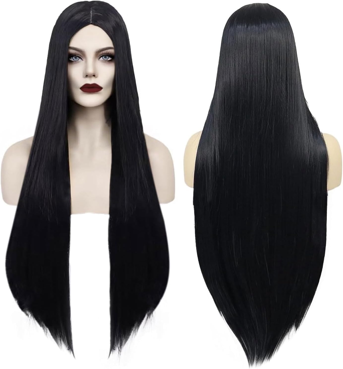 AUXHCYL Long Black Wigs for Women, Synthetic Long Straight Wig for Cosplay, Party & Carnival,Halloween Costume Wigs