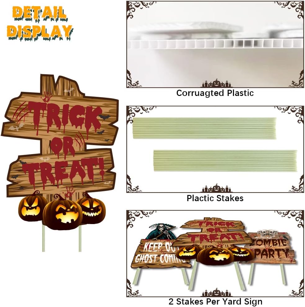 Halloween Decorations Outdoor Scary Halloween Garden Decorations 3 Pack Yard Signs Zombie Party Warning Sign Stakes for Outdoor Halloween Decor NMKL