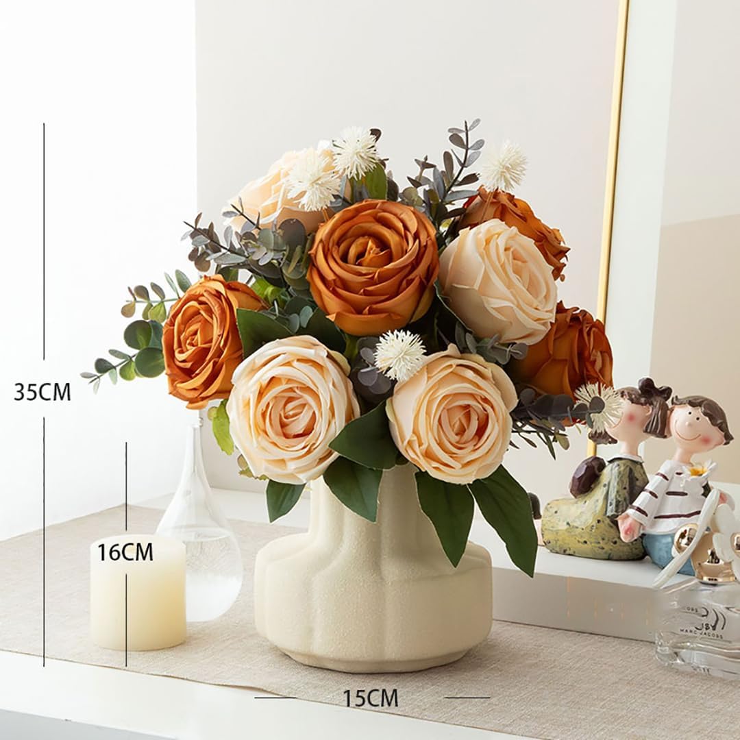 Artificial Flower Arrangement with Vase – Elegant Faux Floral Home Décor