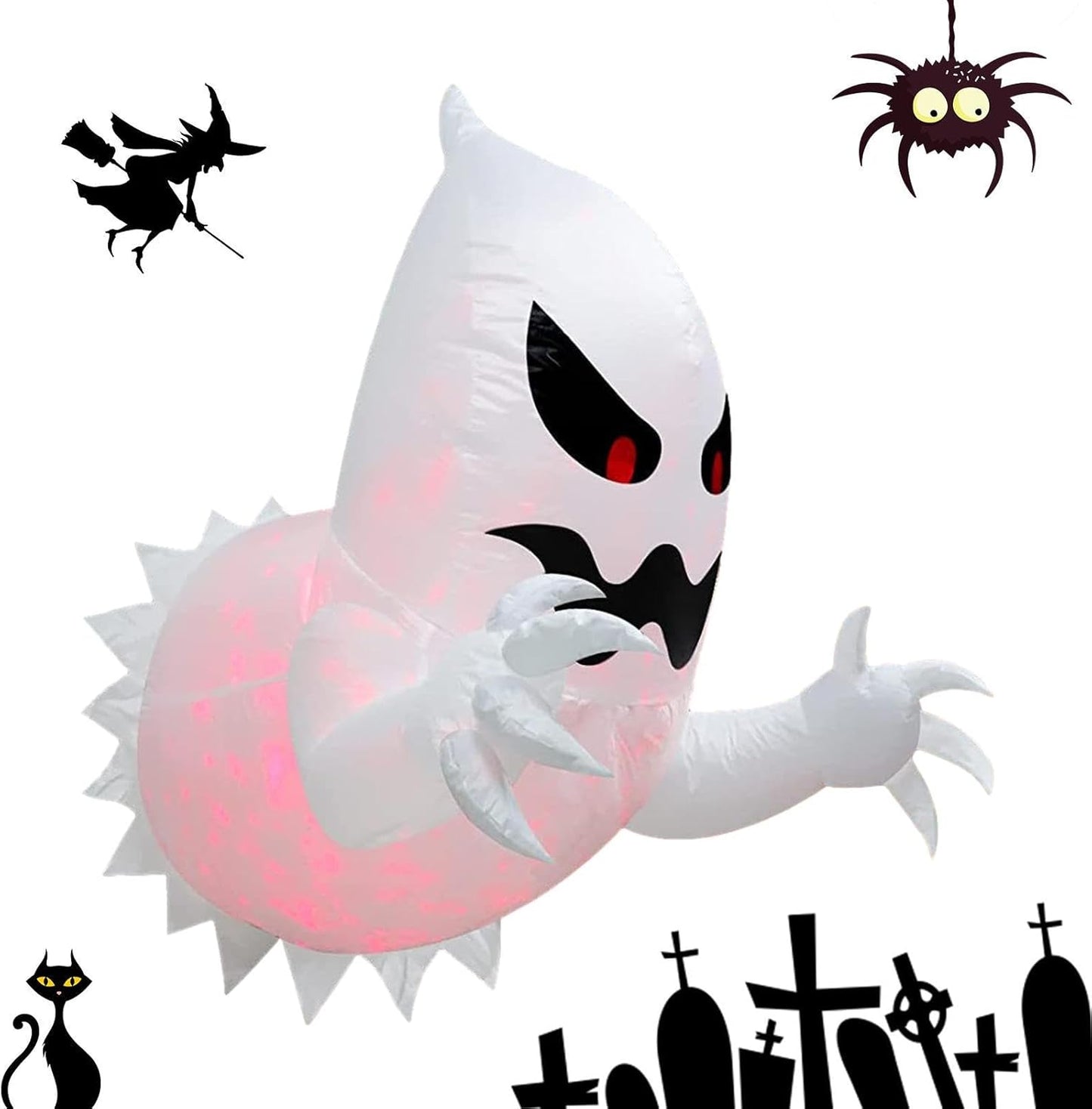 4.5ft Inflatable Scary Flying Ghost - Broke Out From Window - LED Scary Halloween Inflatables - Indoor/Outdoor Decoration