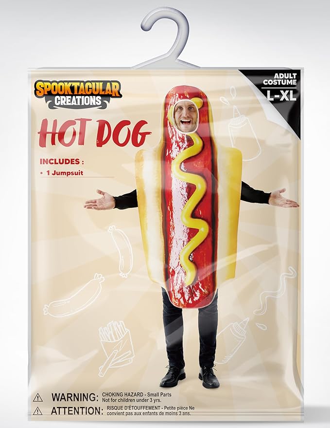 Spooktacular Creations Couple HotDog Costume Adult Digital Printing Food Costume Outfit for Halloween Dress Up Party
