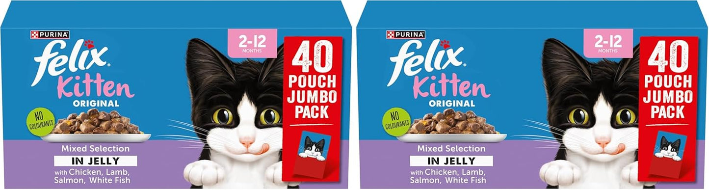 FELIX Original Kitten Mixed Selection in Jelly Wet Cat Food 40x85g (Pack of 2)
