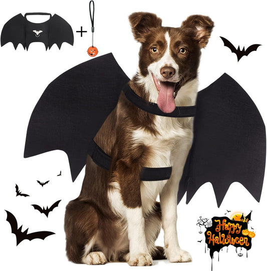 Vivifying Cat Bat Wings, Cat Halloween Costume with Pumpkin Bell, Adjustable Pet Cosplay Costumes for Pet(Neck: 9.4-12.6 in/Chest: 12.9-19.7 in