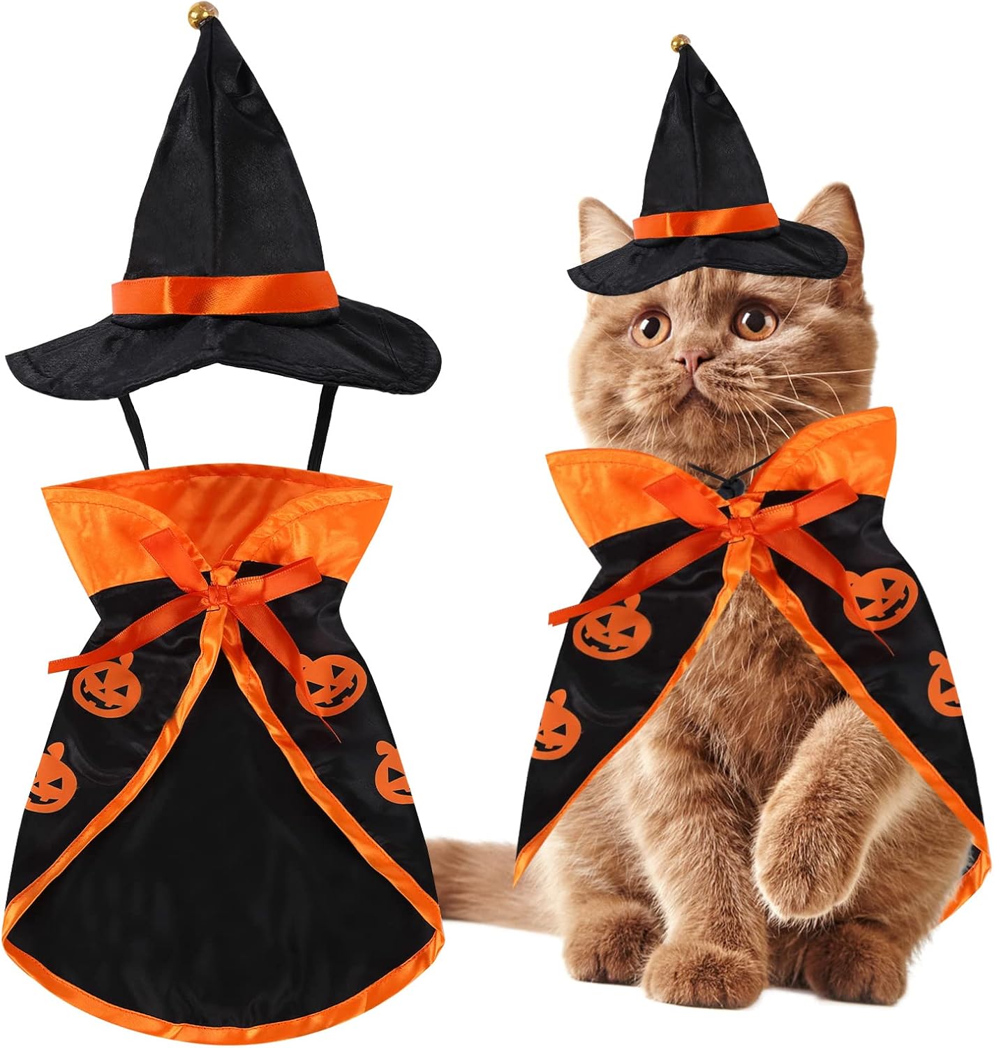 Cat Halloween Costume Dogs Halloween Costumes for Dogs Cats Wizard Costume Wizard Cat Clothes Cloak Wizard Hat for Small Dogs Halloween Cats Outfits Pet Halloween Costumes Cape with Wizard Hat