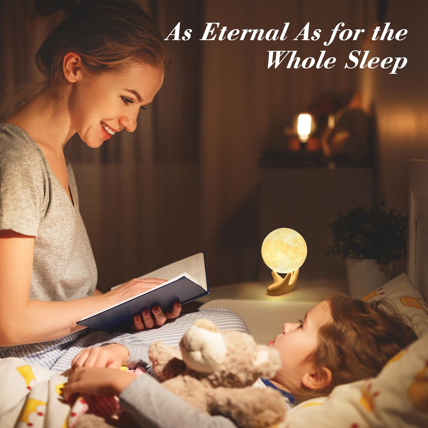 Methun 3D Moon Lamp 9 cm (3.5 inch) — Two-Colour Touch-Dim Bedside & Table Lamp, Overnight Cordless Glow, Ceramic Hand Base, Authentic Lunar Texture — Calming Night Light & Premium Gift