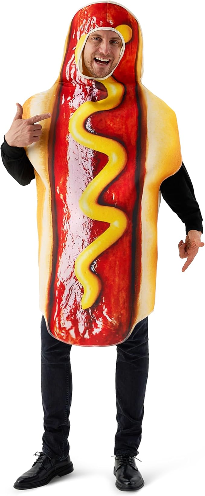 Spooktacular Creations Couple HotDog Costume Adult Digital Printing Food Costume Outfit for Halloween Dress Up Party