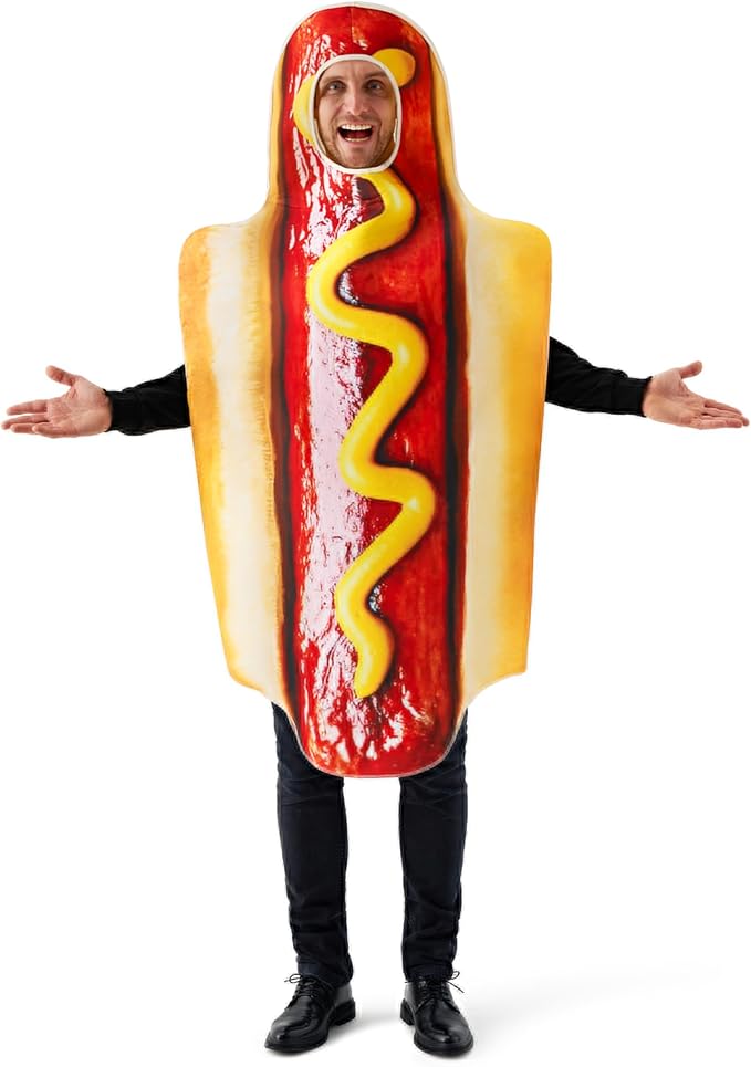 Spooktacular Creations Couple HotDog Costume Adult Digital Printing Food Costume Outfit for Halloween Dress Up Party