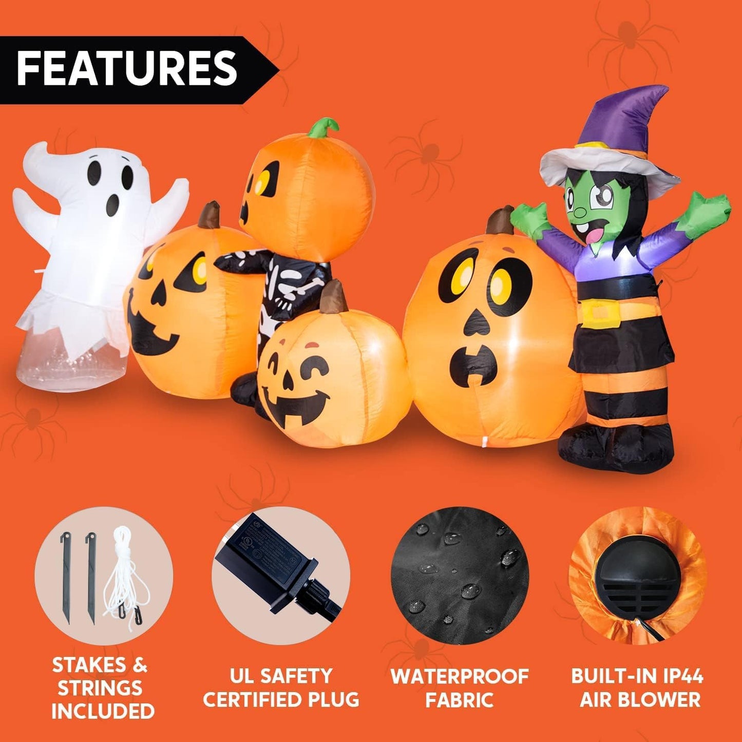Characters and Pumpkin Patch With Built-in LEDs for Halloween Party Indoor, Outdoor Yard Lawn Garden Decorations