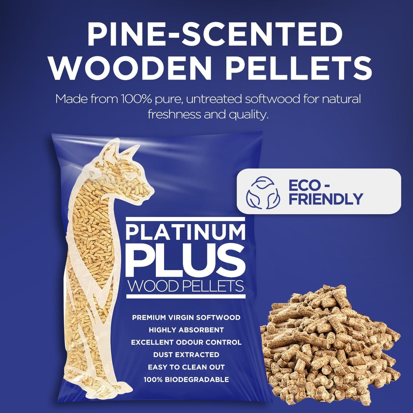 Premium Natural Wood Pellet Cat Litter โ Ultra Odour Control, 99% Dust Free, Biodegradable & Super Absorbent for Cats & Kittens