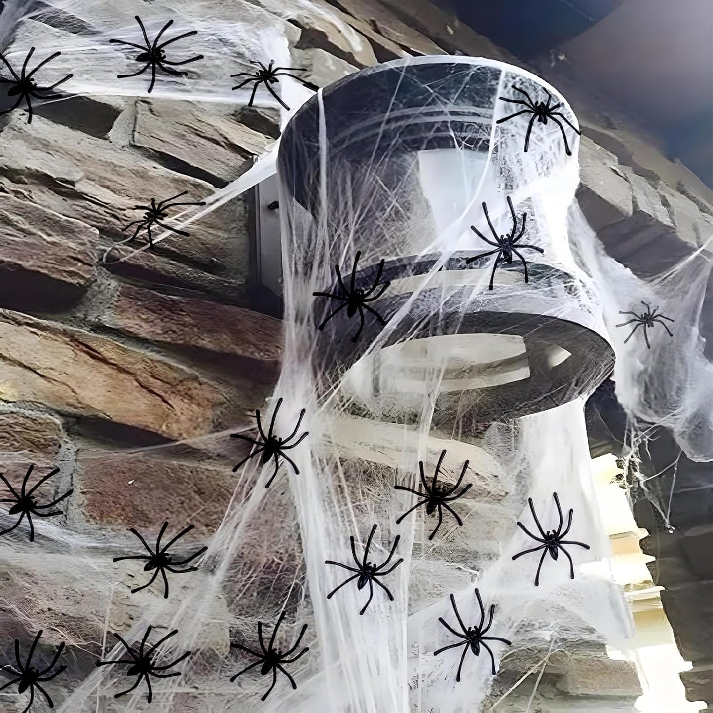 Halloween Spider Web Decoration - 60g Halloween Cobwebs with 30pcs Fake Spiders, Scary Spider Webs for Outdoor Haloween Party Decorations