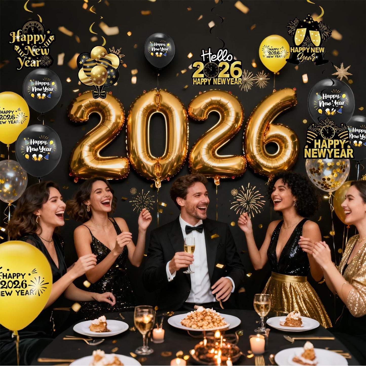 2026 New Year Vibes — 70-pc Gold Balloon & Decor Set