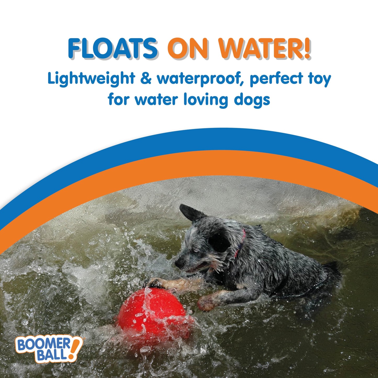 BOOMER BALL 8 inch, Virtually Indestructible Best Dog Toy, Boredom Busting Football, Tough & Durable Large Dog Ball, Floats on Water, Great for Mental Stimulation & High Energy Dogs, Assorted Colours