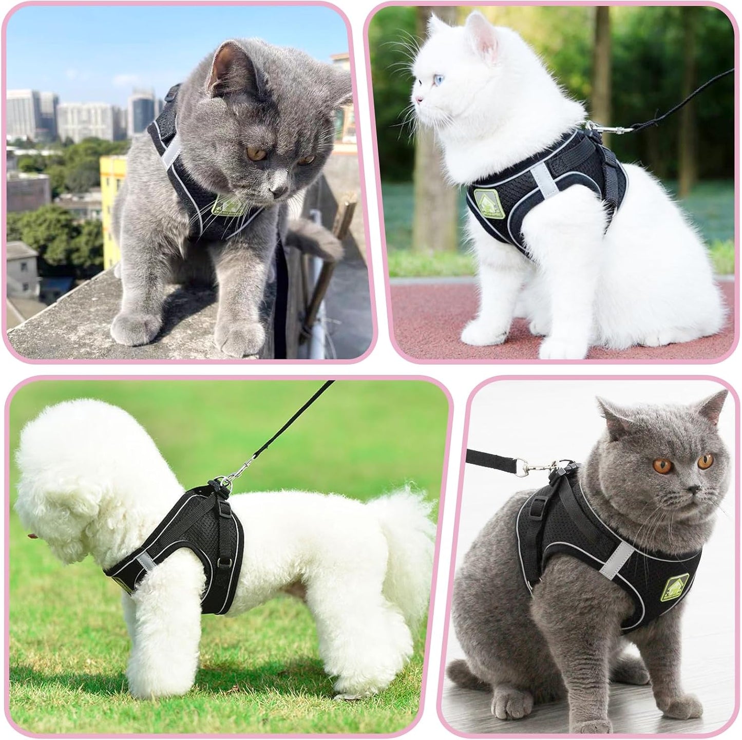 Escape Proof Cat Harness and Lead Set β Adjustable Reflective Soft Mesh Vest for Cats