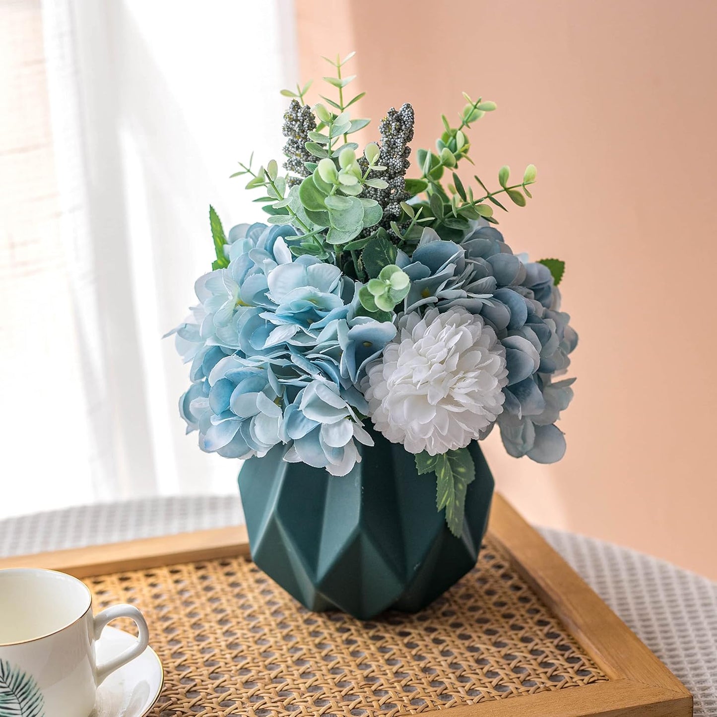 Artificial Flower Arrangement with Vase – Elegant Faux Floral Home Décor