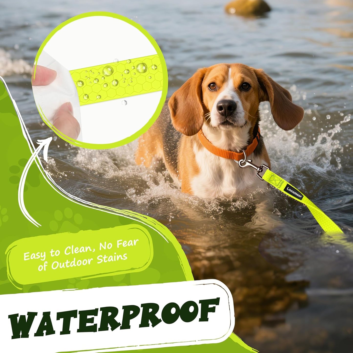 Looxmeer Dog Training Lead, Strong Extra Long Dog Lead for Small Medium Large Dog with Padded Handle & Storage Bag, Waterproof Dog Leash for Recall Tracking Hiking Hunting Obedience, Blue