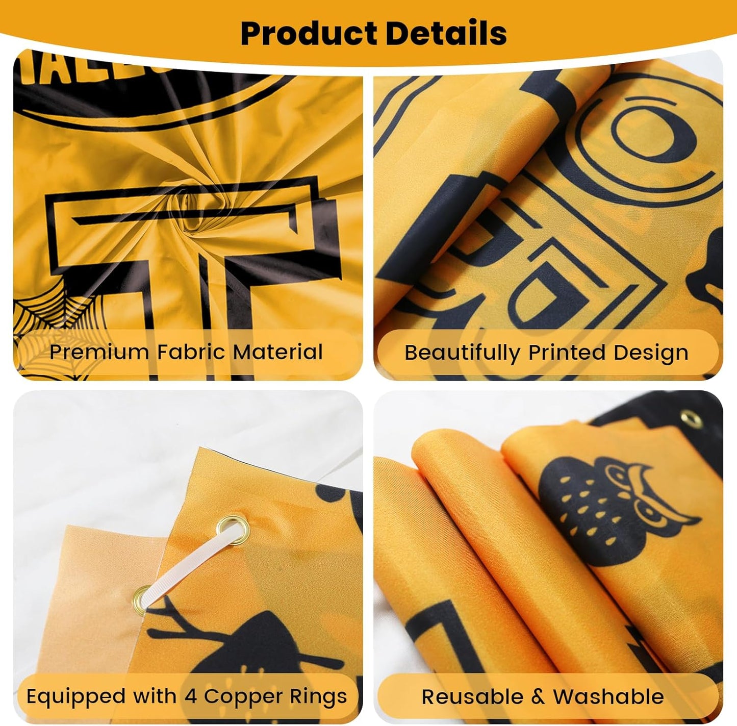 PartyYaa Halloween Banner Decorations, Long Halloween Banner Party Photo Booth, Pumpkin & Ghost Garden Fence Ornament for Indoor Outdoor