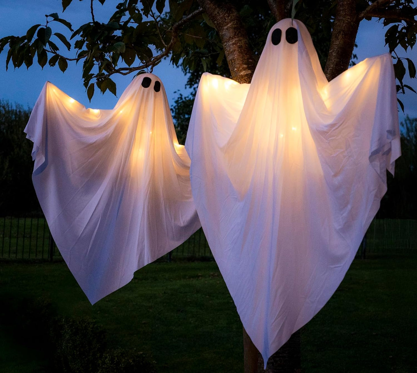 Marco Paul Set of Two EXTRA Large Light up Outdoor Ghost Decorations 4FT 120cm Pre-lit LED Indoor Spooky Halloween Decor Outside Scary Ghosts of Halloween for Garden
