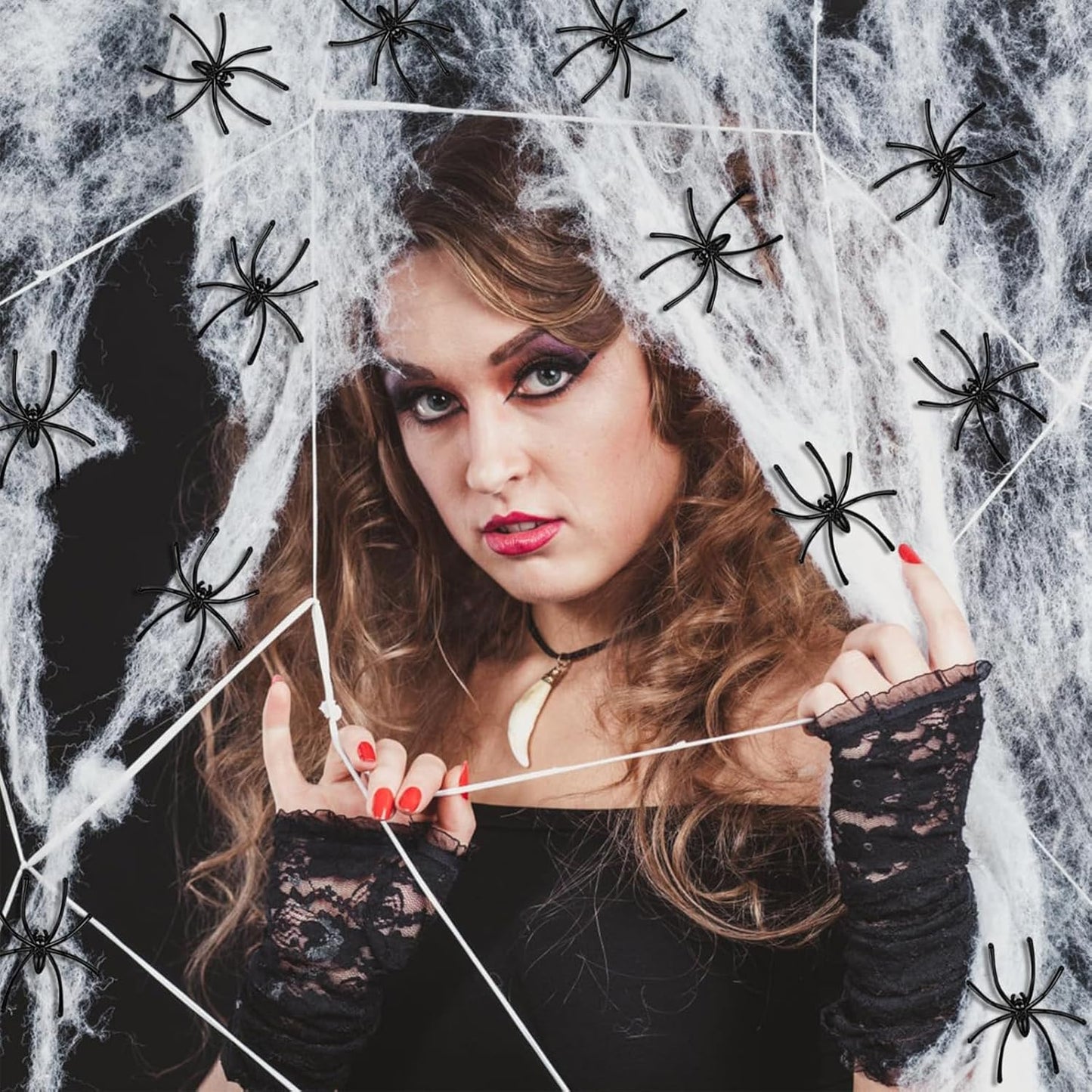 Halloween Spider Web Decoration - 60g Halloween Cobwebs with 30pcs Fake Spiders, Scary Spider Webs for Outdoor Haloween Party Decorations