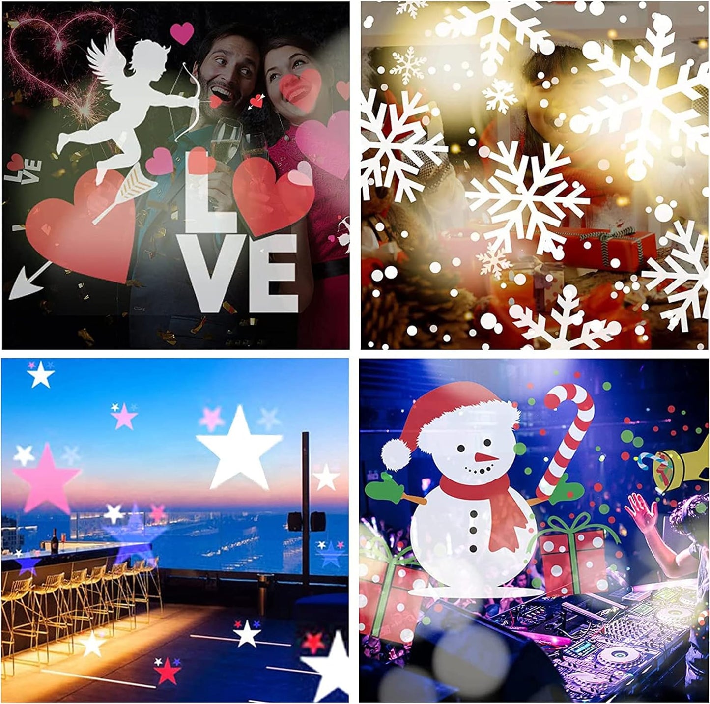 Jsdoin Halloween Projector Lights USB LED Christmas Decorative Lights Moving Rotating Snowstorm Landscape Lamp Spotlight Christmas Halloween Holiday Wedding Party Birthday Home Decoration Light