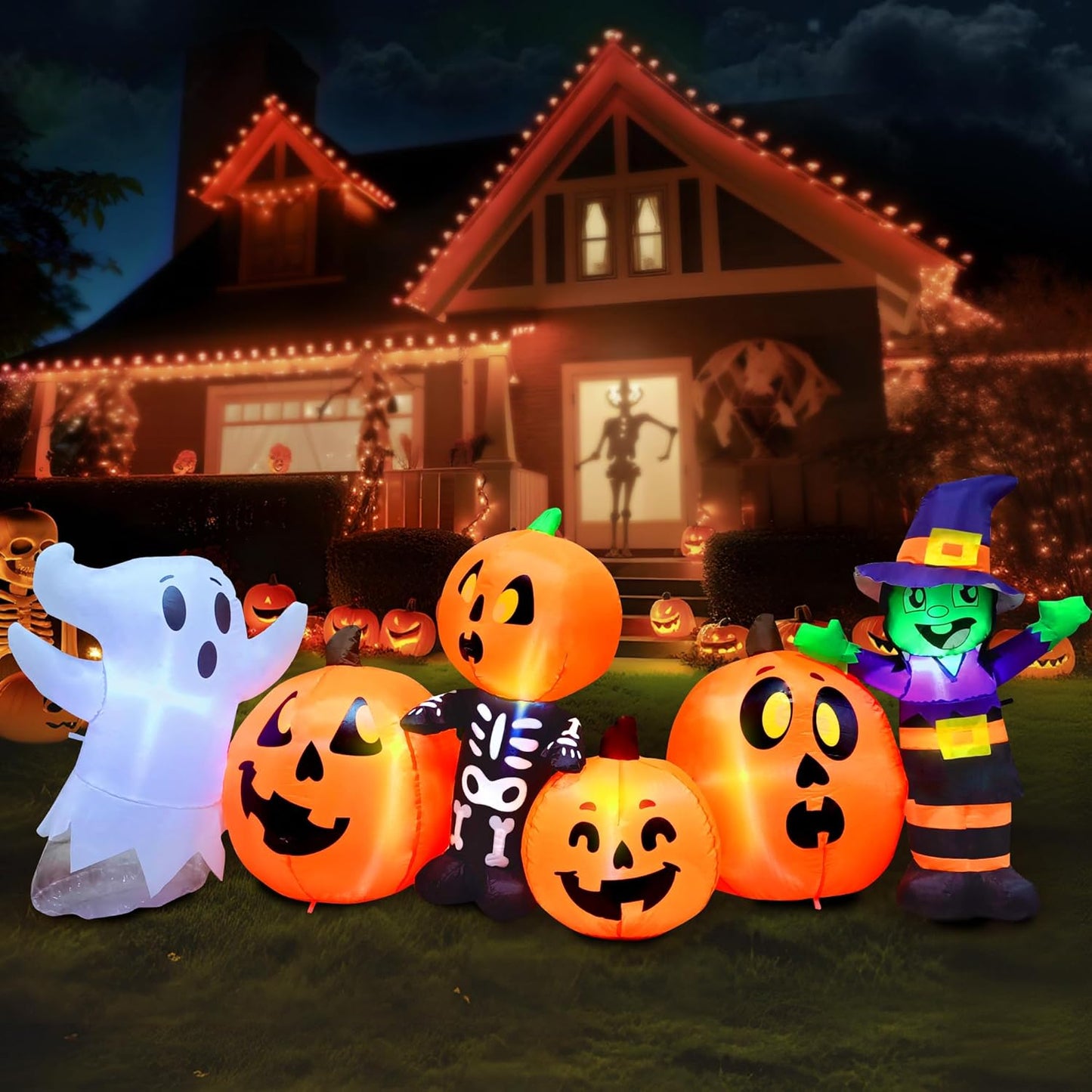 Characters and Pumpkin Patch With Built-in LEDs for Halloween Party Indoor, Outdoor Yard Lawn Garden Decorations