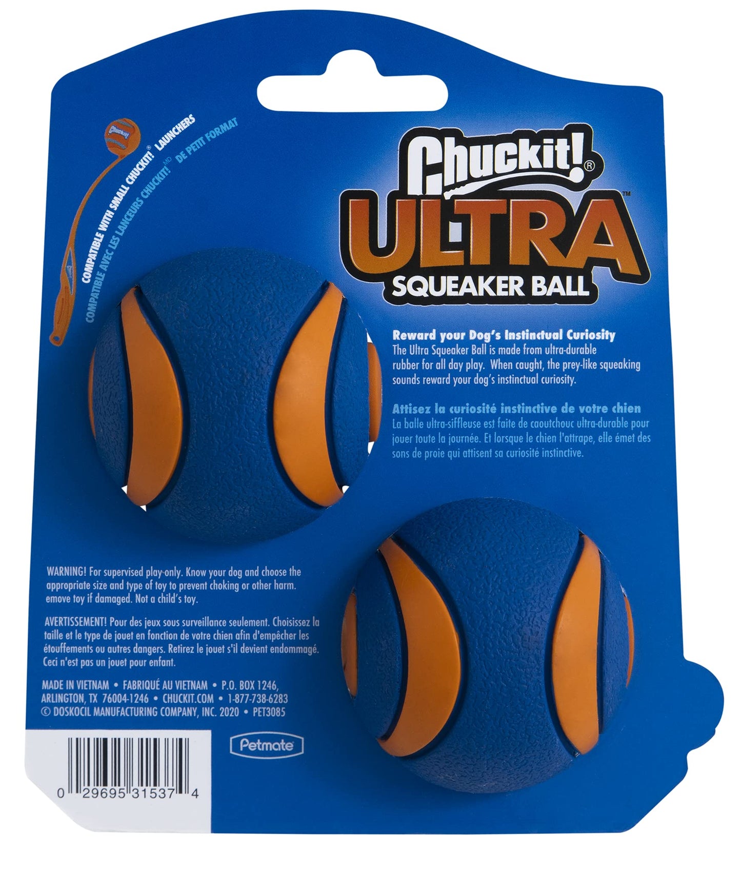 Chuckit! Ultra Squeaker Ball Dog Toy, Small (2 Inch) 2 Pack for Small Breeds