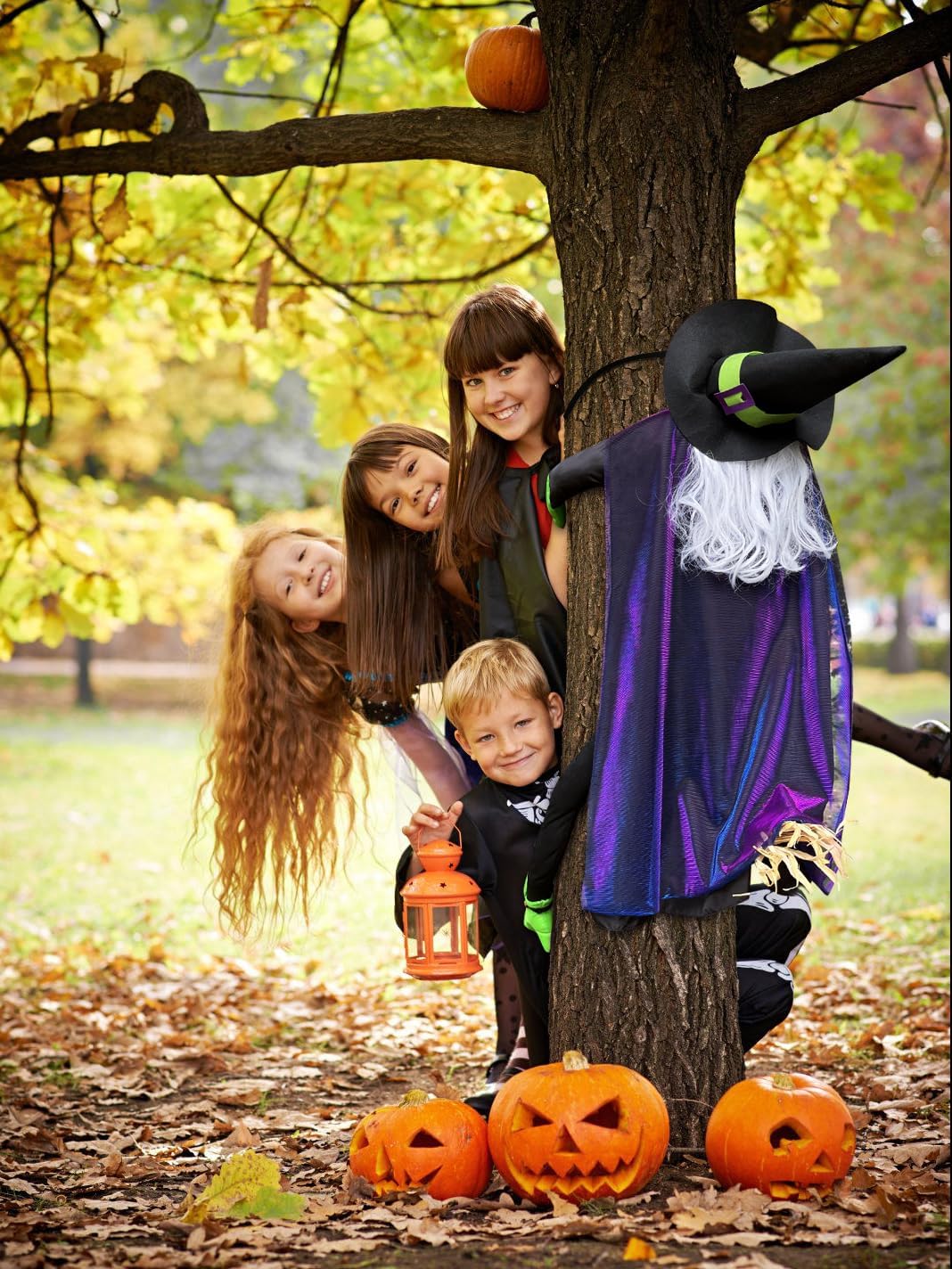 POPGIFTU 160cm Crashing Witch Halloween Decoration – Flying Witch Into Tree Hanging Prop for Garden, Front Porch, Pillars, Front Door & Haunted House Décor
