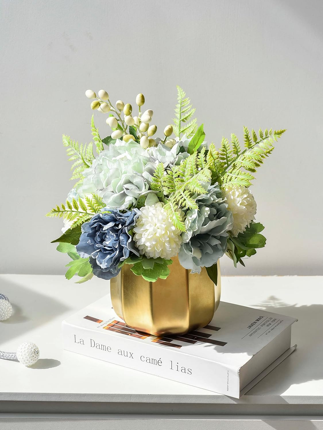 Artificial Flower Arrangement with Vase – Elegant Faux Floral Home Décor