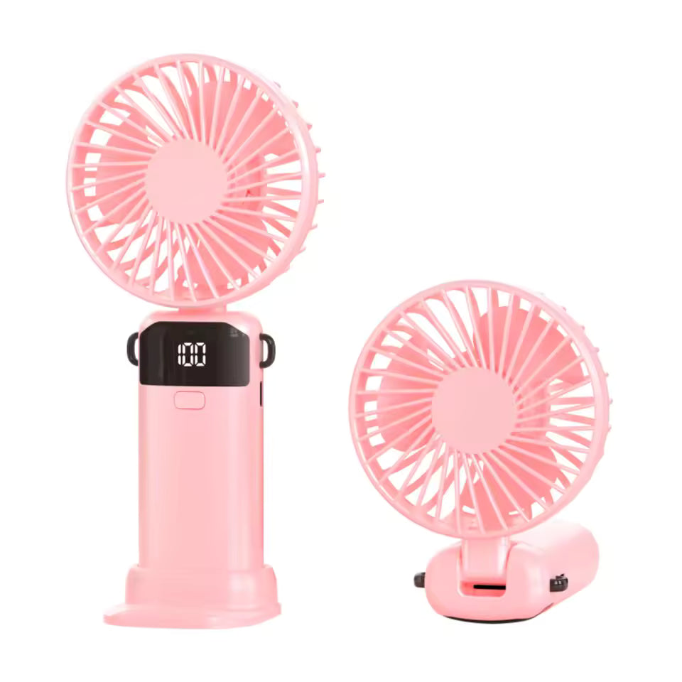 Foldable Mini Fan β USB Rechargeable, 5-Speed with LED Display & Phone Stand