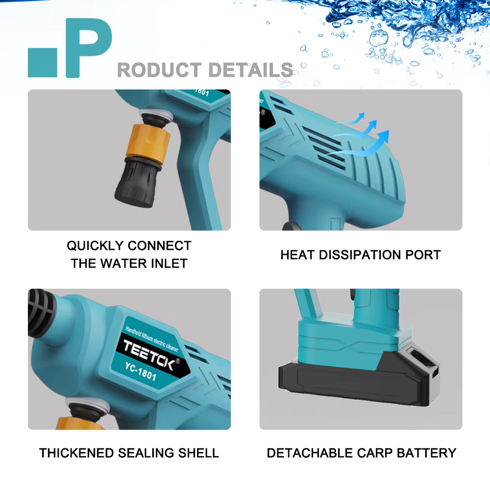 Cordless Pressure Washer, 18V Portable Pressure Washers replace for Makita 5M Hose,Portable Power Washers for Car Cleaning
