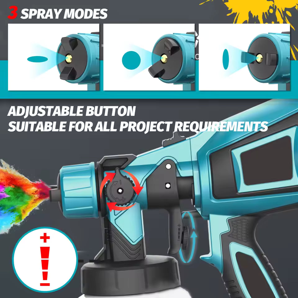 1000ML Cordless Electric Paint Sprayer with 2x3.0Ah Battery and Nozzles replace for Makita 18V Battery HVLP Spray Gun