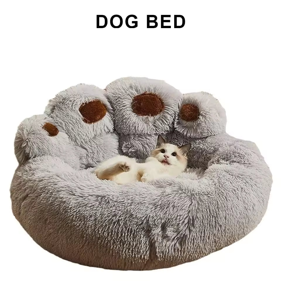Dog Bed Donut Soft Round Plush Cat Beds For Calming Pet Anti Anxiety Washable