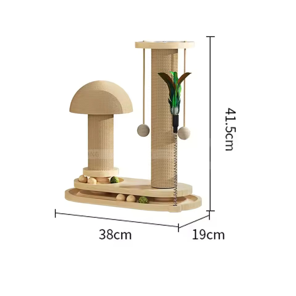 Scratche Track Ball Toy Scratcher Cat Tree Scratching Post Wooden Base Cat