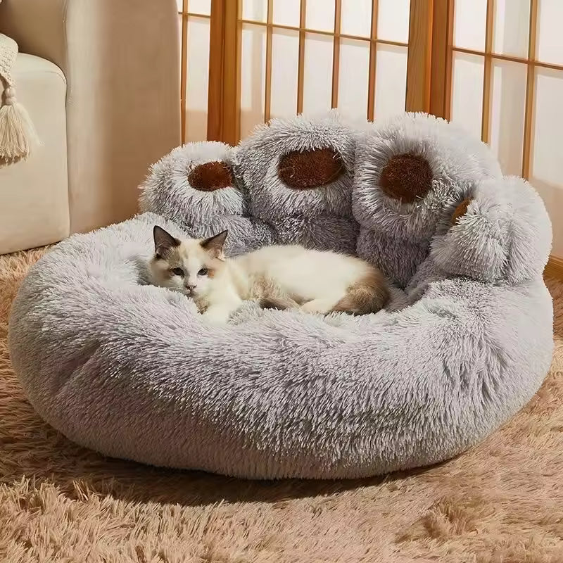 Dog Bed Donut Soft Round Plush Cat Beds For Calming Pet Anti Anxiety Washable