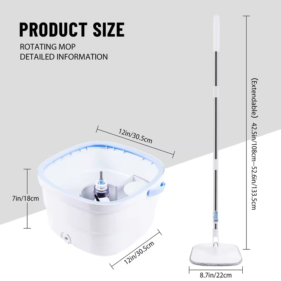 VickHome 360° Turbo Spin Mop & Bucket Set – Easy Floor Cleaning System with Self-Wringing Dehydrate Function