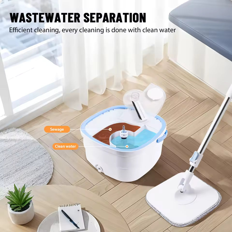 VickHome 360° Turbo Spin Mop & Bucket Set – Easy Floor Cleaning System with Self-Wringing Dehydrate Function