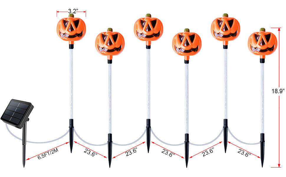 Homeleo Set of 6 Solar Pumpkin Stake Lights for Halloween Decorations Outdoor, Colour Changing Lights, Light up Decorations, Pathway Party Porch Yard Decor