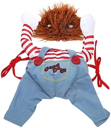 Deadly Doll Dog Clothes, Pets Costume Halloween Cosplay for Dogs, Funny Dog Party Clothes Hat Christmas Costume Dog Party Clothes (L)