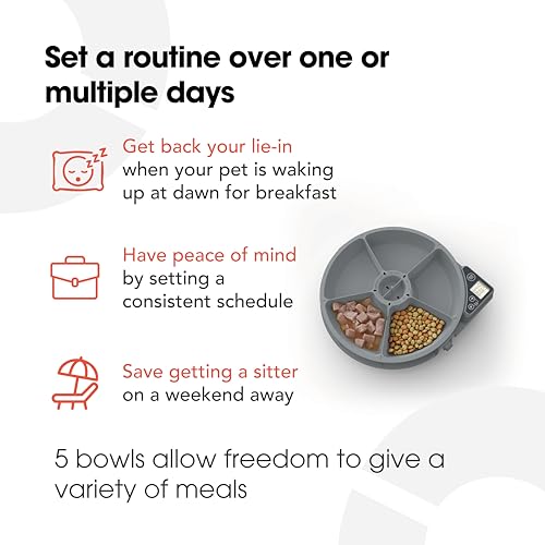 Cat Mate C500 - 5 Meal Digital Automatic Feeder with Ice Packs for Cats and Small Dogs