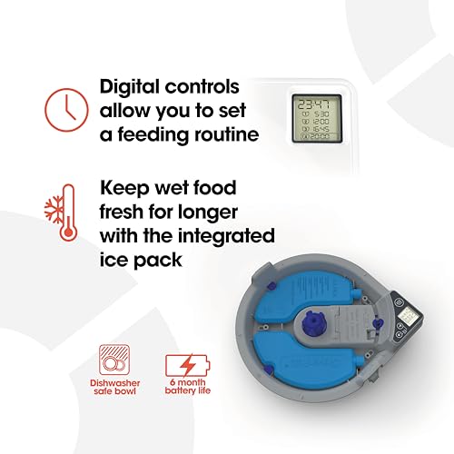 Cat Mate C500 - 5 Meal Digital Automatic Feeder with Ice Packs for Cats and Small Dogs