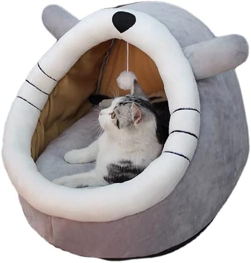 CozyCat 2-in-1 Cat Cave & Playhouse with Hanging Teaser Toy – Bed for Indoor Cats & Small Dogs