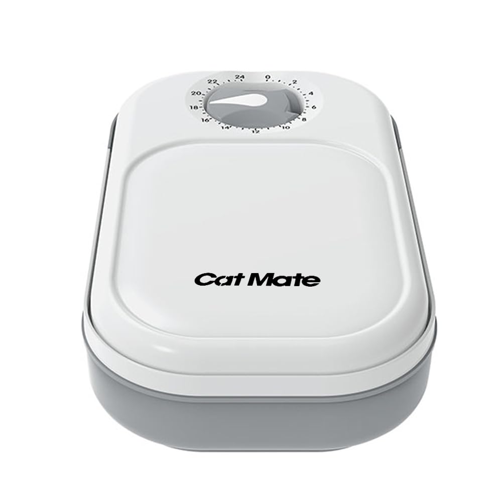 White and gray electronic device with 'Cat Mate' branding on a white background
