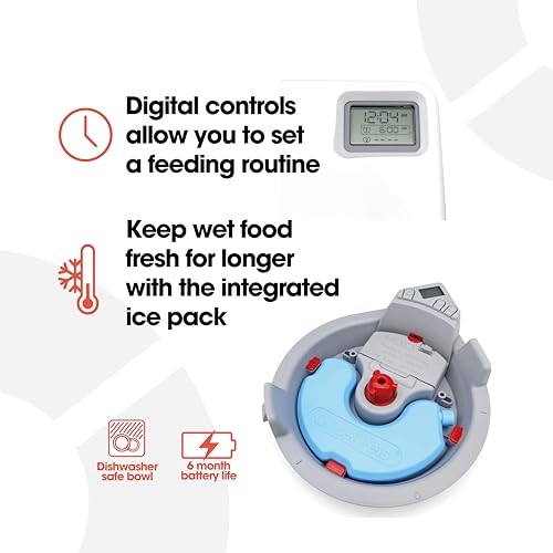 Cat Mate C300 Automatic 3 Meal Pet Feeder with Digital Timer (366) - for Cats or Small Dogs, for Wet and Dry Pet Food, Meals up to 330 g Each, White