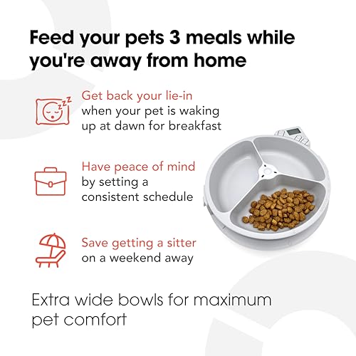 Cat Mate C300 Automatic 3 Meal Pet Feeder with Digital Timer (366) - for Cats or Small Dogs, for Wet and Dry Pet Food, Meals up to 330 g Each, White