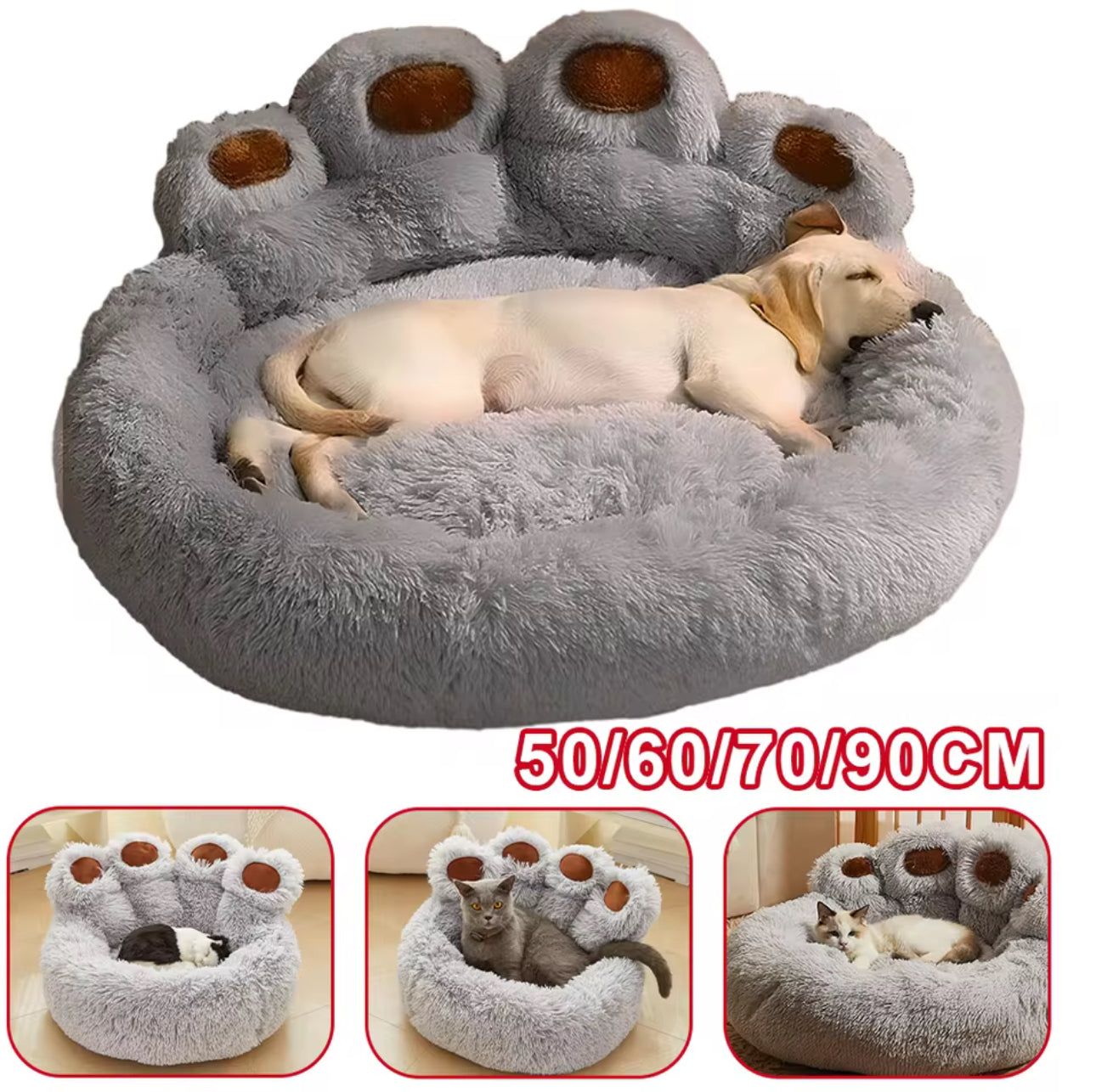 Dog Bed Donut Soft Round Plush Cat Beds For Calming Pet Anti Anxiety Washable