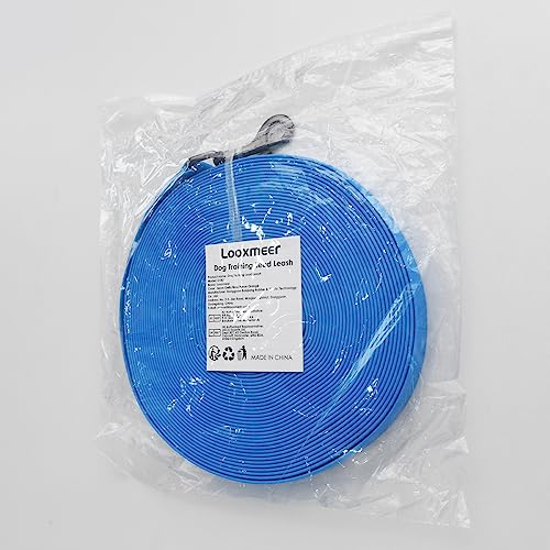 Looxmeer Dog Training Lead, 5M(16ft) Strong Extra Long Dog Lead for Small Medium Large Dog with Padded Handle & Storage Bag, Waterproof Dog Leash for Recall Tracking Hiking Hunting Obedience, Blue