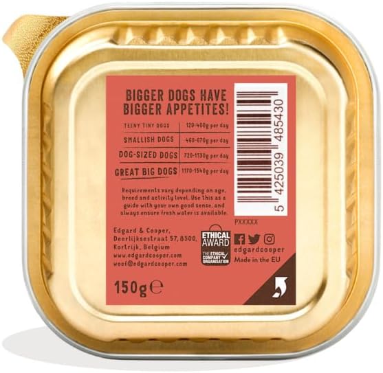 Edgard Cooper Grain-Free Wet Dog Food for Senior Dogs, Chicken Salmon 11 x 150g, Natural Dogs Food in Cup with Fresh Meat Amino Acids, Gluten-Free, High Protein
