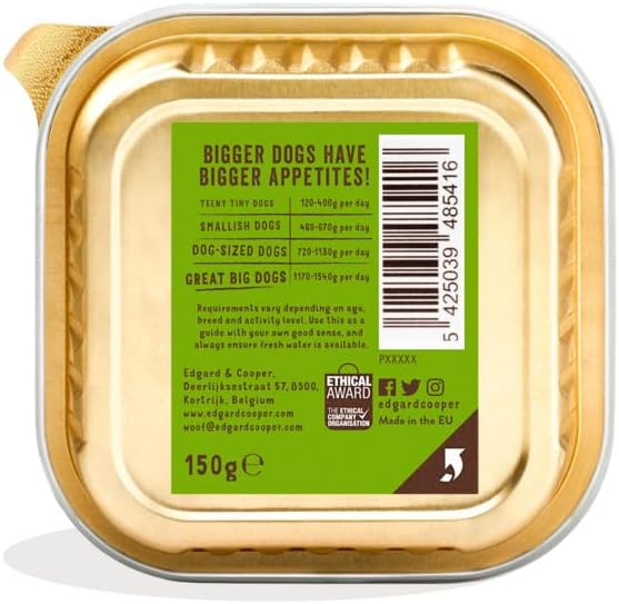 Edgard Cooper Grain-Free Wet Dog Food for Adult Dogs, LambBeef 11 x 150g, Natural Dogs Food in Cup with Fresh Meat Amino Acids, Gluten-Free, High Protein
